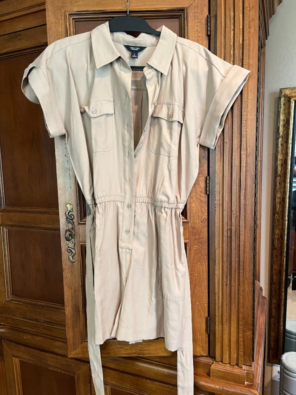Simply Vera Vera Wang Tan Utility Shirt Dress S